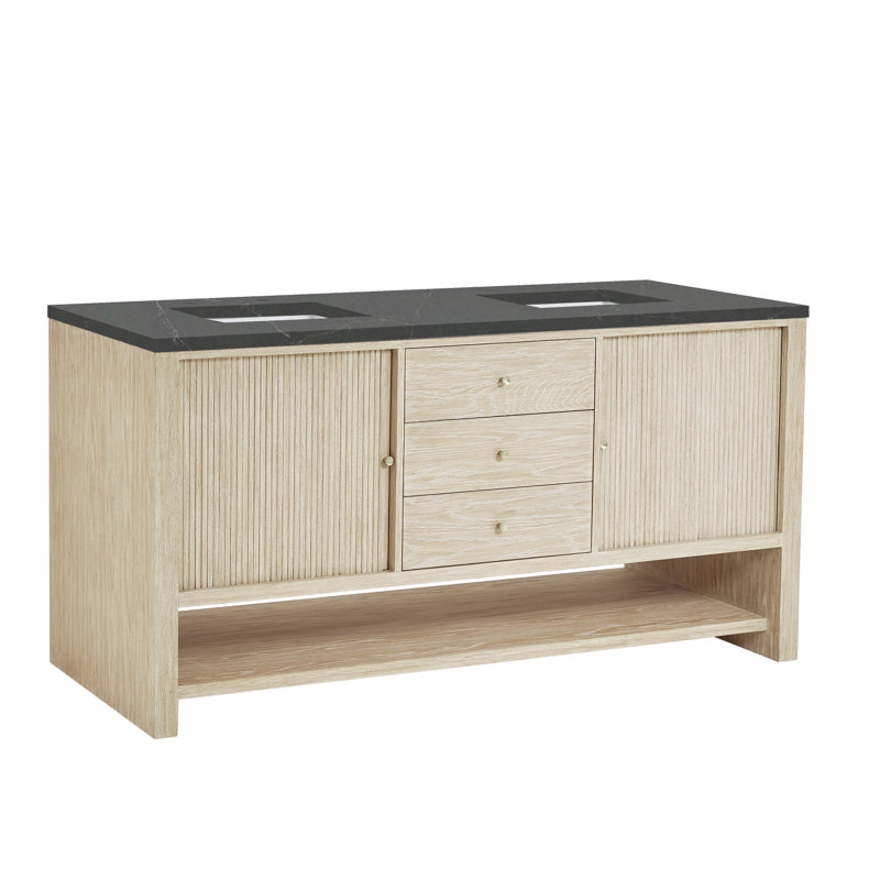 Marigot 72'' W Double Vanity, Charcoal Soapstone, 8" Widespread