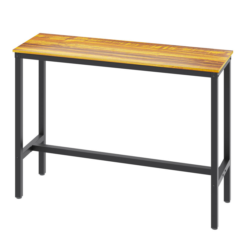 Amner Metal Base Dining Table, 39.37" H x 55.11" L x 17.71" W, Teak