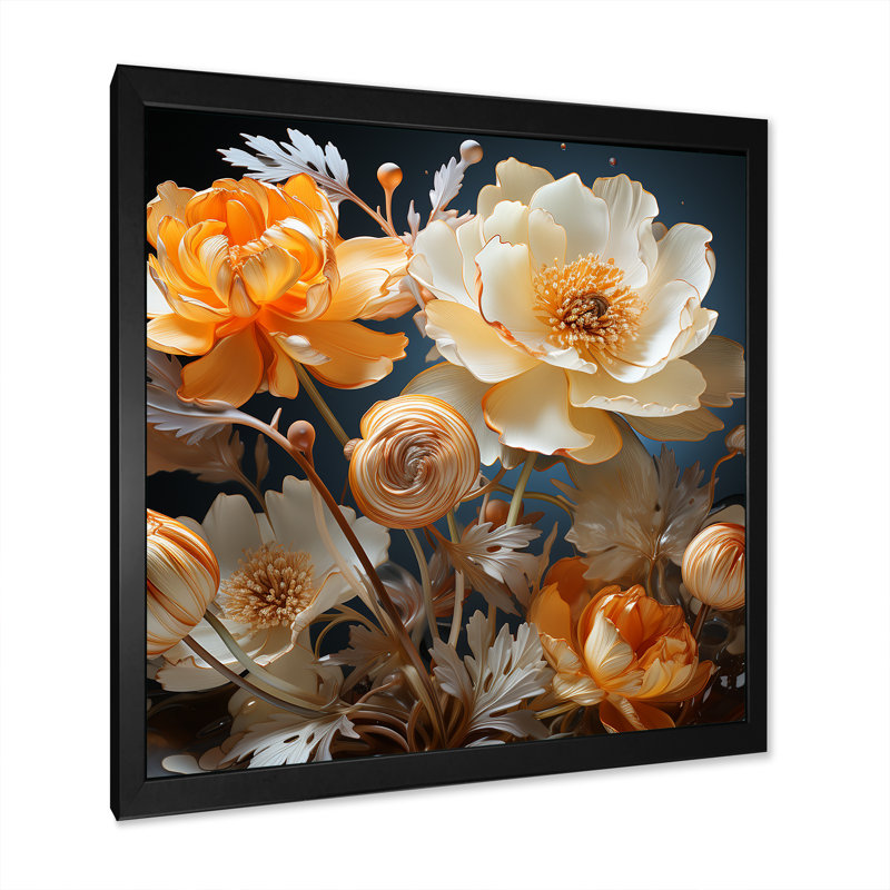 Buttercups Emotion Sunshine - Décoration murale boutons d'or, Cadre photo noir, H 16 po x l 16 po x P 1 po
