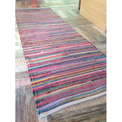 Seth Rainbow Striped Recycled Cotton Handwoven Flatweave Rug