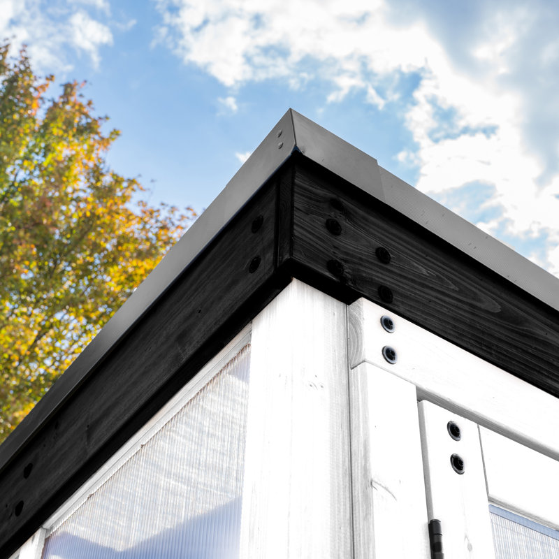 Willow White and Black Cedar Greenhouse with Hinged Door