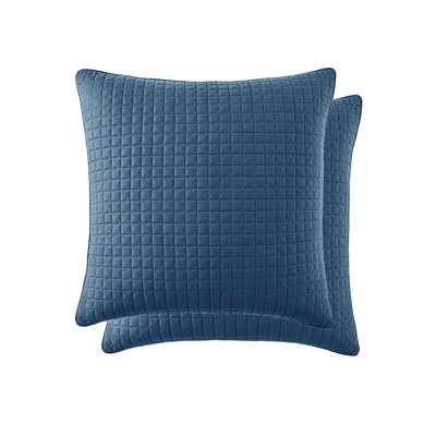 Southshore Fine Linens Vilano Quilted Sham Covers, Double-Brushed Microfiber Square-Stitched Pillow Shams with Piped Edges, Set of 2, 26" x 26" , Coronet Blue
