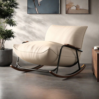 Single Casual Bedroom Faux leather Rocking Chairs
