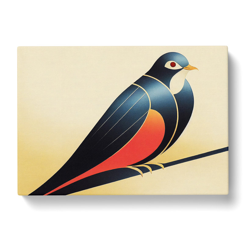 Dove Bird Deco Abstract - Wrapped Canvas, 40cm H x 60cm W x 3cm D