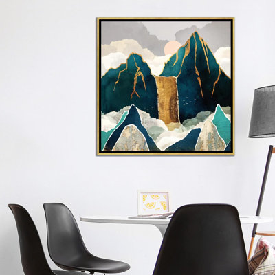 Golden Waterfall - Graphic Art Print
