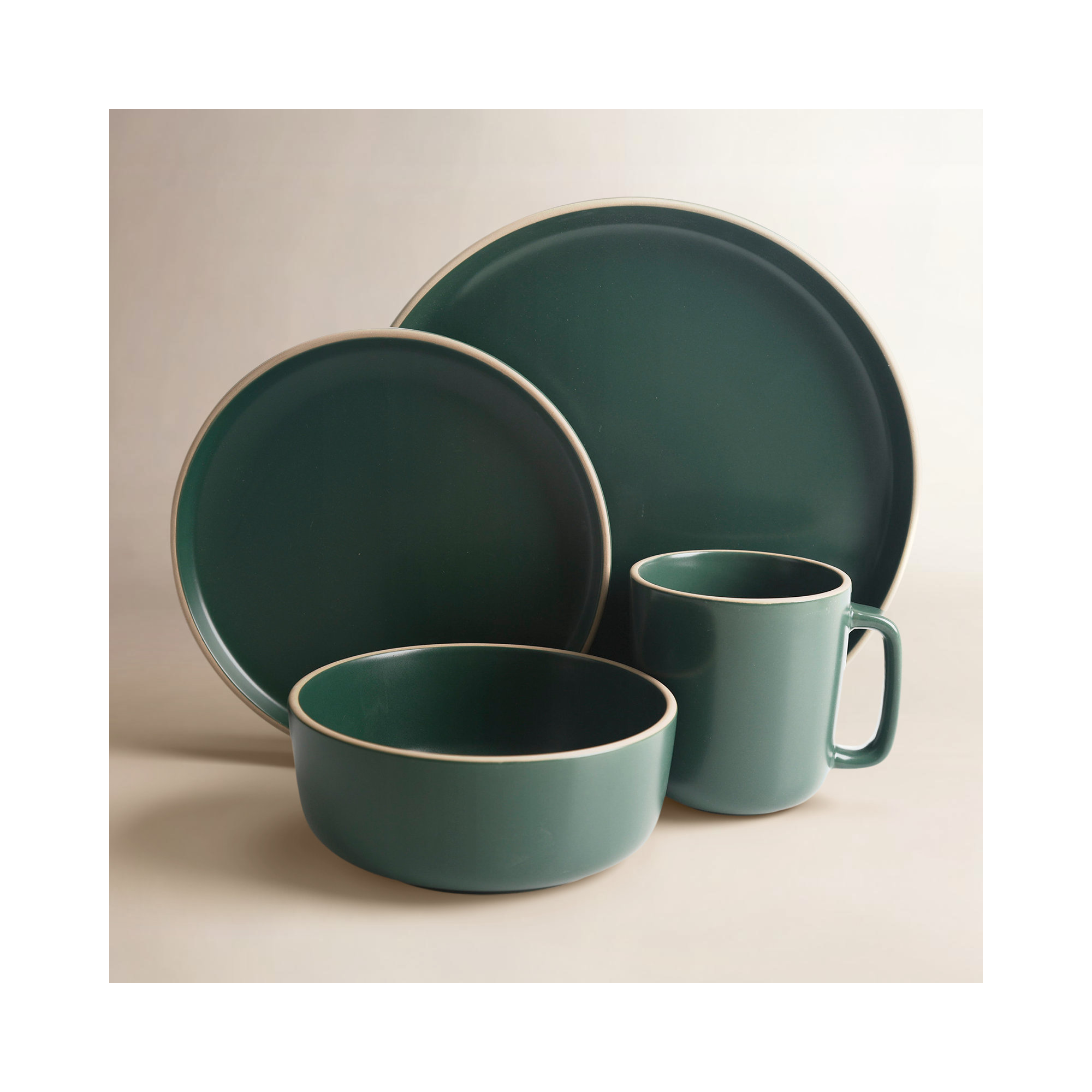 Zuma 16 Piece Dinnerware Set, Service for 4, Green