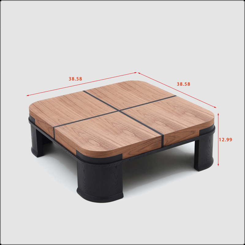 Table basse française rétro classique - placage de noyer et d'orme