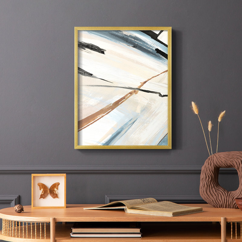 «Dancing Wind Revisit II», reproduction encadrée - bois massif, Or, H 28 po x l 22 po