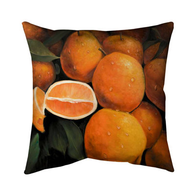 Fresh Oranges - Food Hyperrealist Outdoor Throw Pillow | Decor