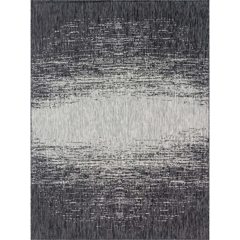 Pindall Charcoal Gray/Gray Indoor/Outdoor Rug, Rectangle 10' x 13'