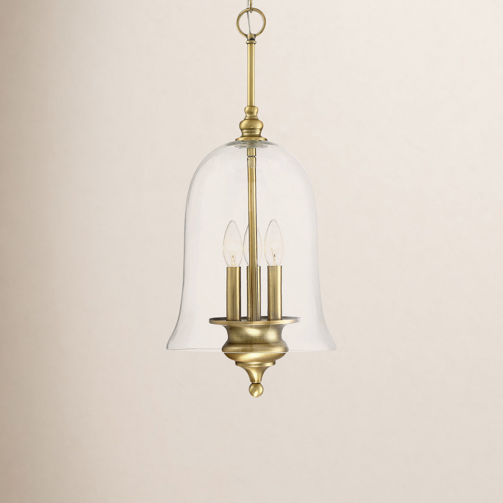 Laurel Dimmable 3 - Light Pendant, Natural Brass