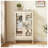 2-Door White Curio Cabinet with Tempered Glass Doors, Lighted Display Cabinet featuring Mirrored Back and Adjustable Shelves - American Retro Style for Home Office