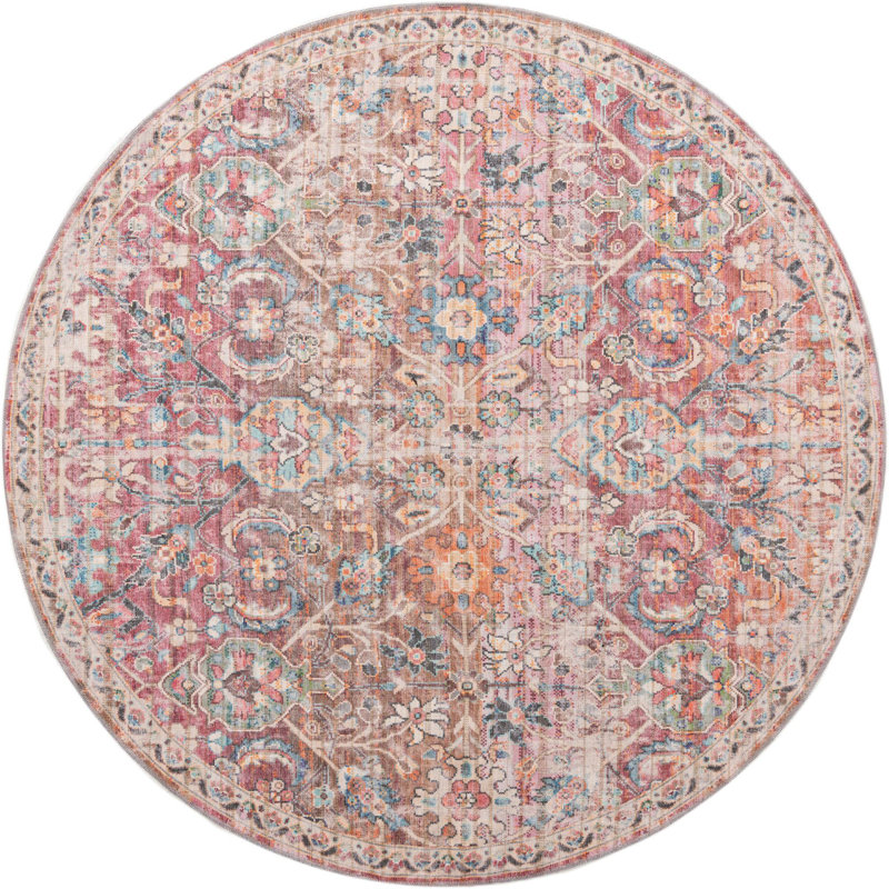 Engelhardt Washable Floral Indoor Rug, Round 7'10"