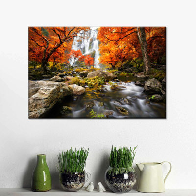 «Stunning Autumn Waterfall», reproduction sur toile