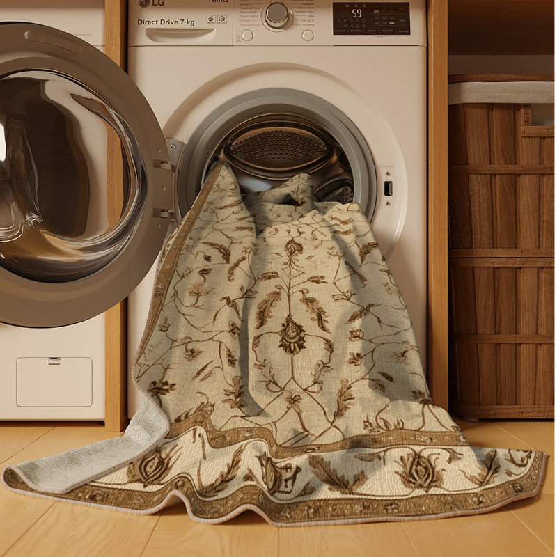 Machine Washable Persian Brown Area Rug, Square 4'