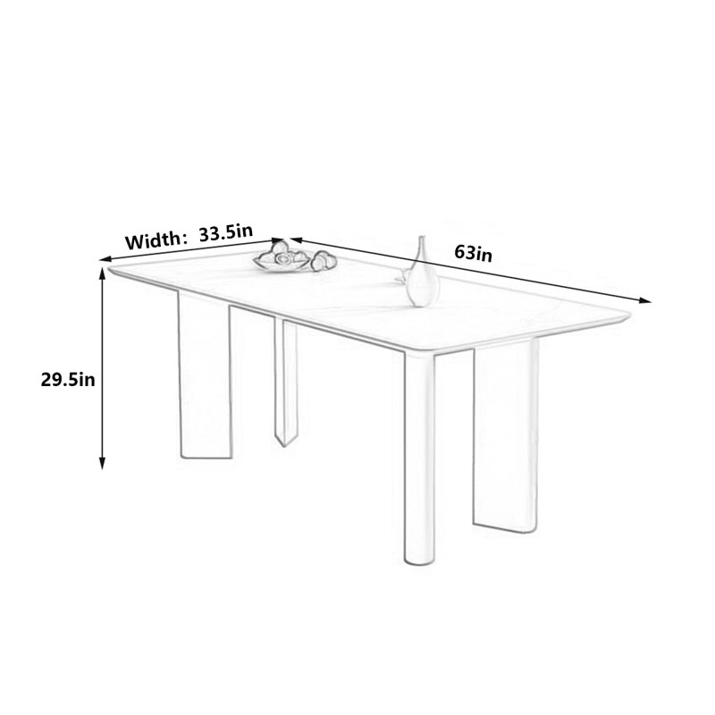Table de salle à manger blanche, H 29,5 po x L 63 po x l 33,5 po