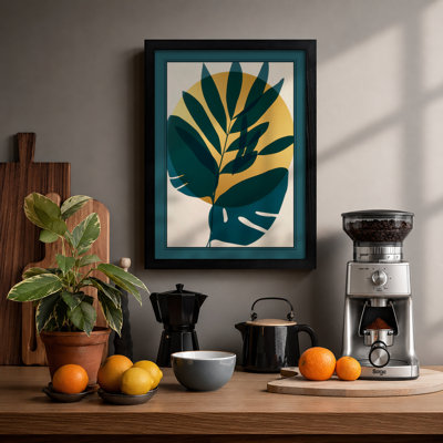Tropical Leaves Geometric Botanical - Framed Print