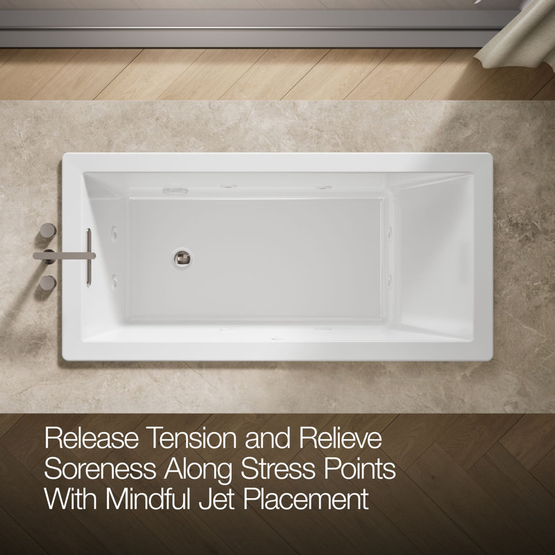 Whirlpool Bath with Reversible Drain, White