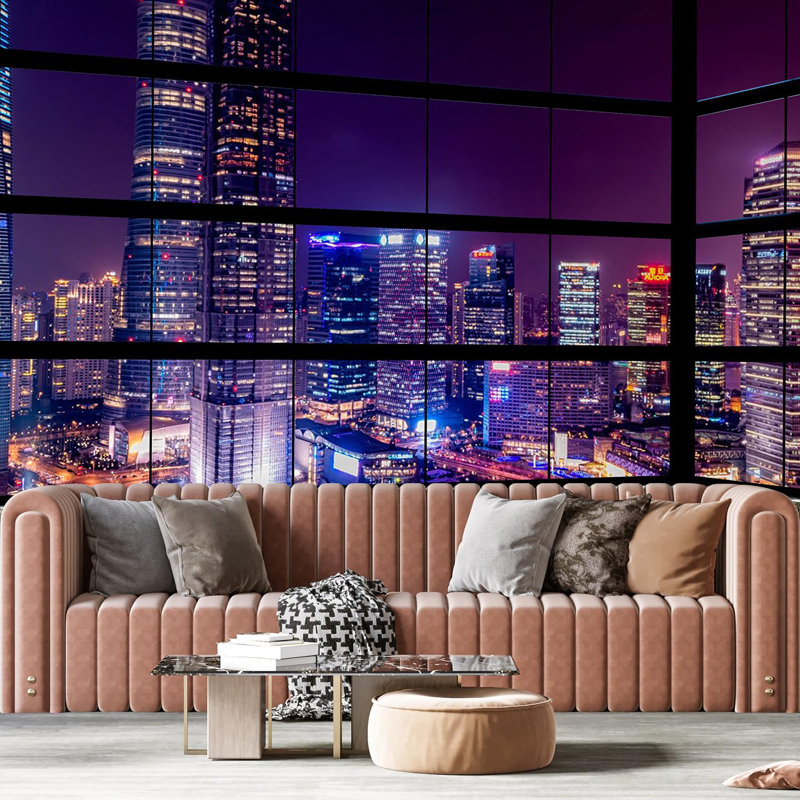 Modern City Buildings Peel & Stick Border, 120" L x 192" W