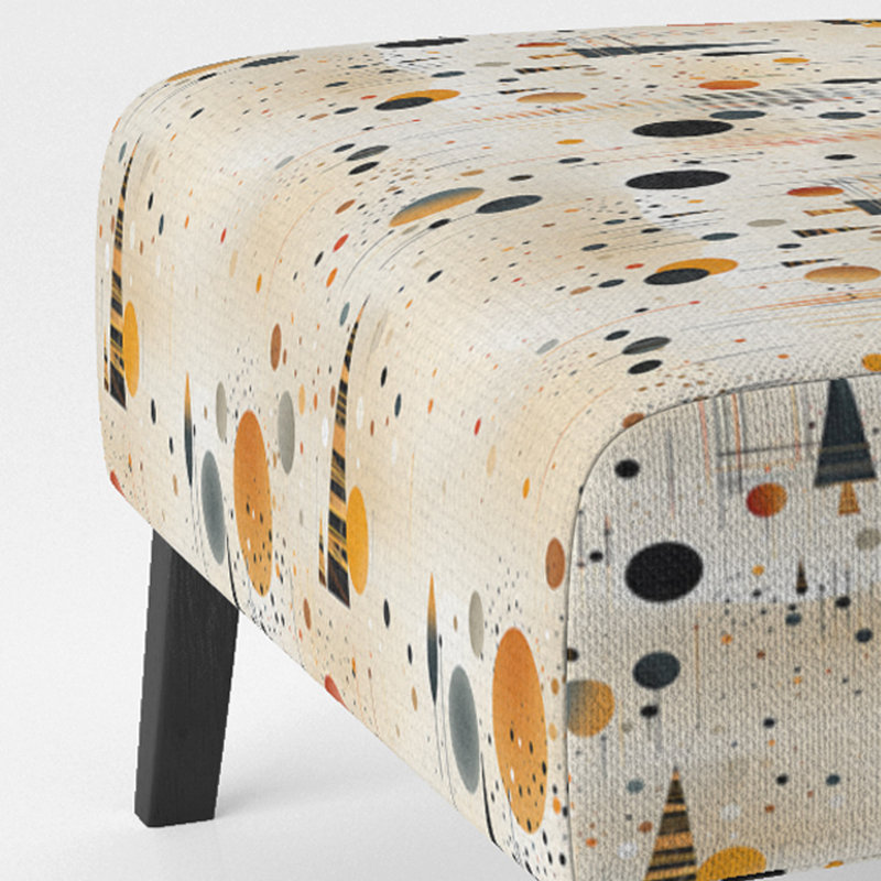 Fauteuil de chambre rembourré moderne à pois, gris et jaune, paysage rétro à pois