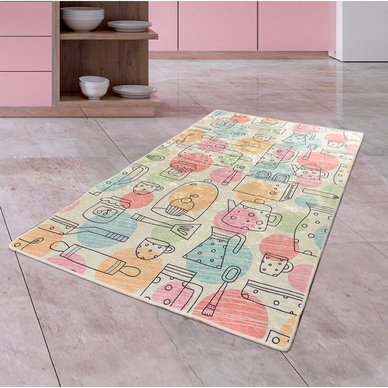 Polka Dots Shag Area Rug, Rectangle 99 x 198cm