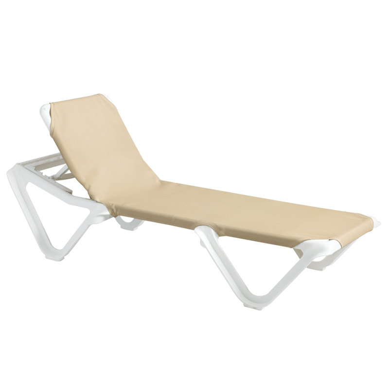 Grosfillex Nautical 78" Long Reclining Chaise, Khaki