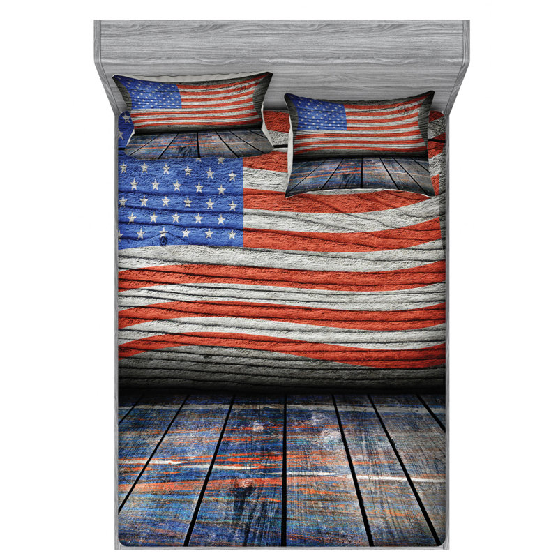 Microfiber Striped Sheet Set, Queen Sheet Set with Fitted Sheet
