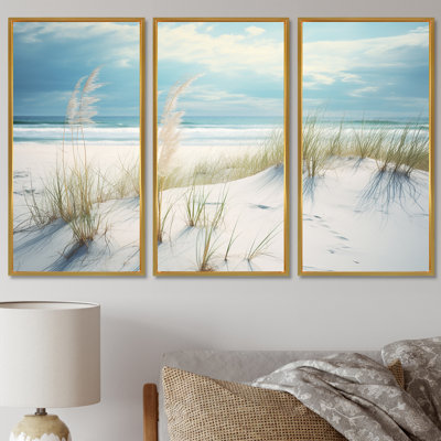 «Ocean Breeze Of Serenity Beach Grass By The Ocean», ensemble d'art mural sable de plage côtière