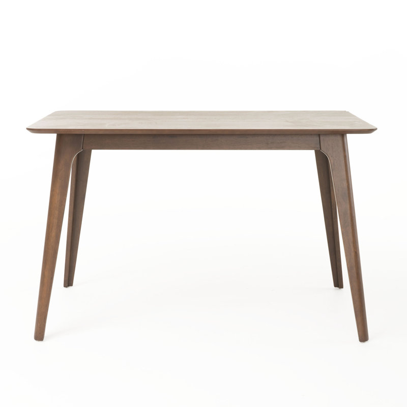 Klaudia Mid-Century Modern Dining Table with Rubberwood Legs, Natural Walnut, 29.5" H x 59" L x 35.5" W