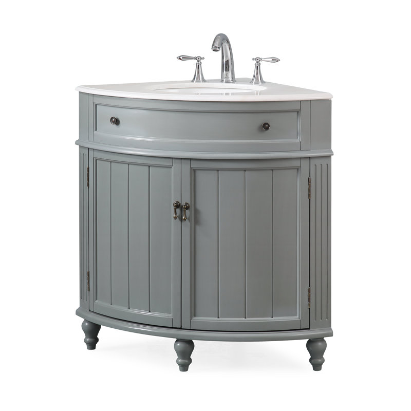 Wilhoite 24'' Single Bathroom Vanity with Top, Gray, White