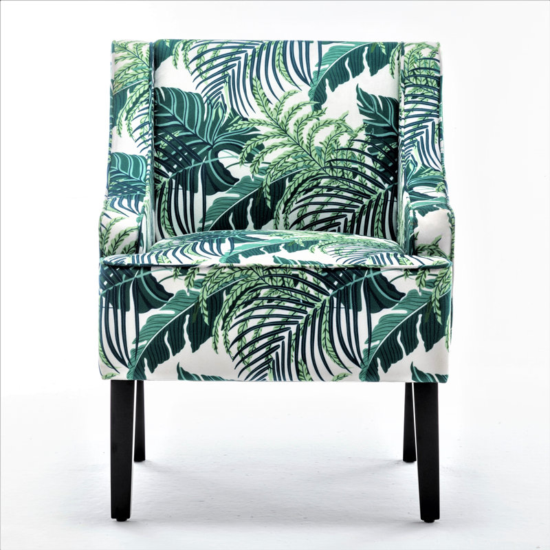 Gartenbush Upholstered Armchair, Leafy Print Microfiber/Microsuede