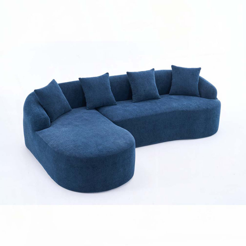 Canapé modulaire en L Chenille, Marine