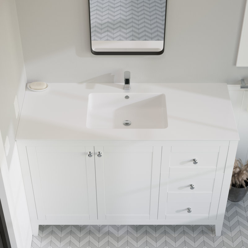 Voltaire 49" Glossy White Ceramic Vanity Top with Single Basin