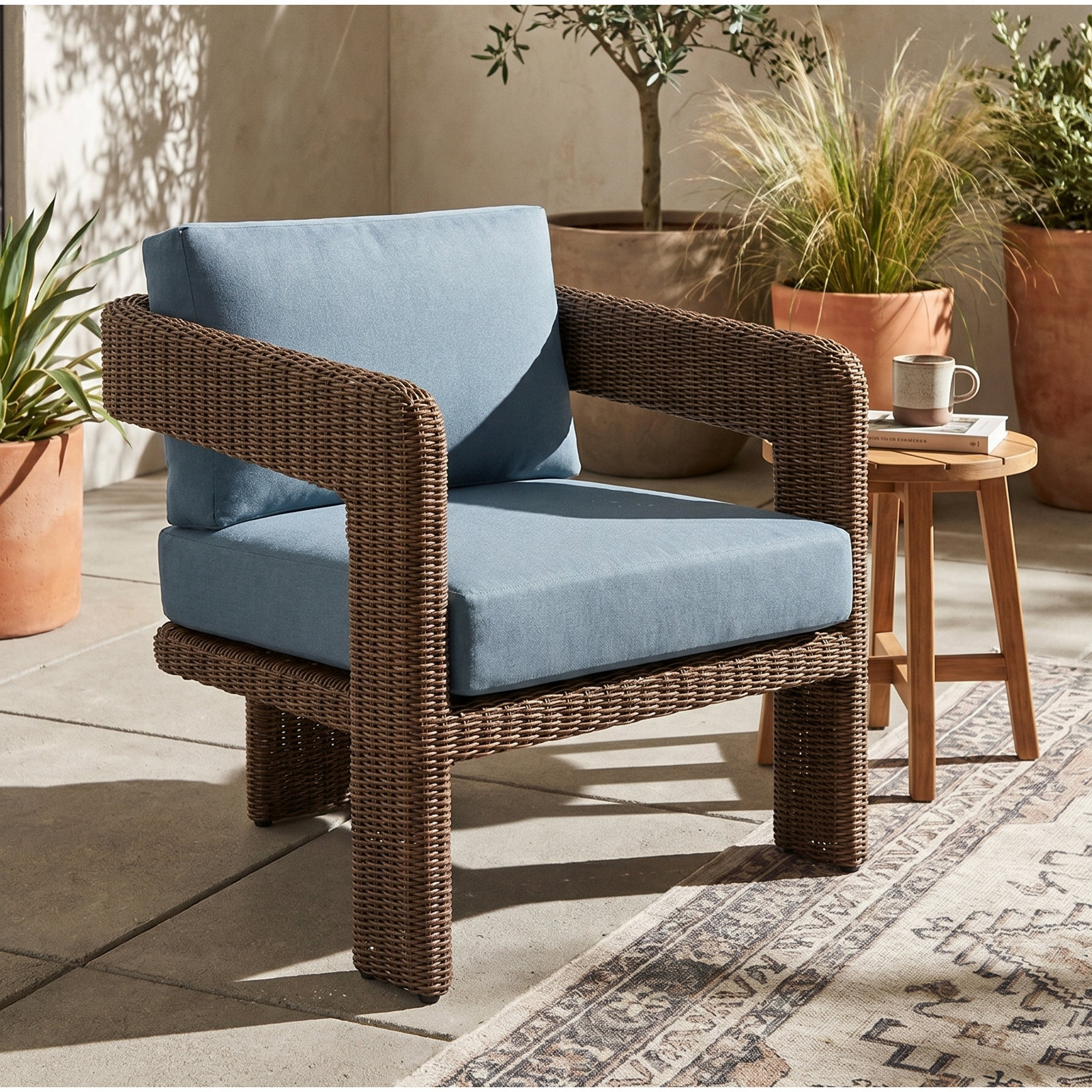 Amber Sunbrella® Patio Lounge Chair, Canvas Denim