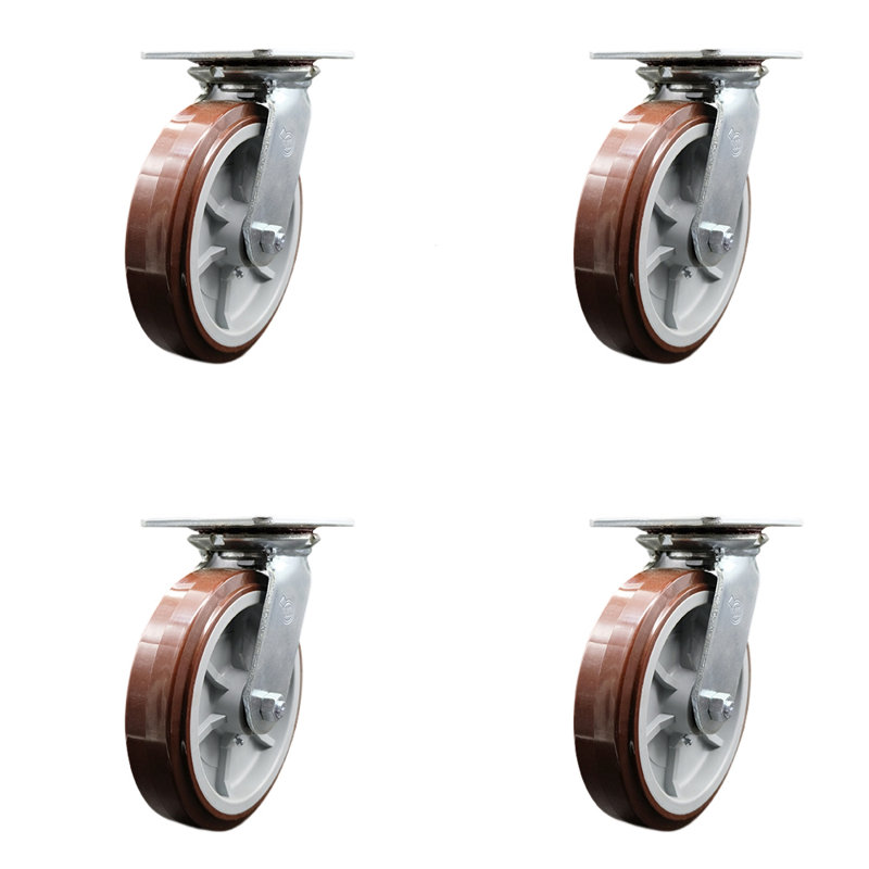Polyurethane Caster with Roller Bearings and Swivel Lock