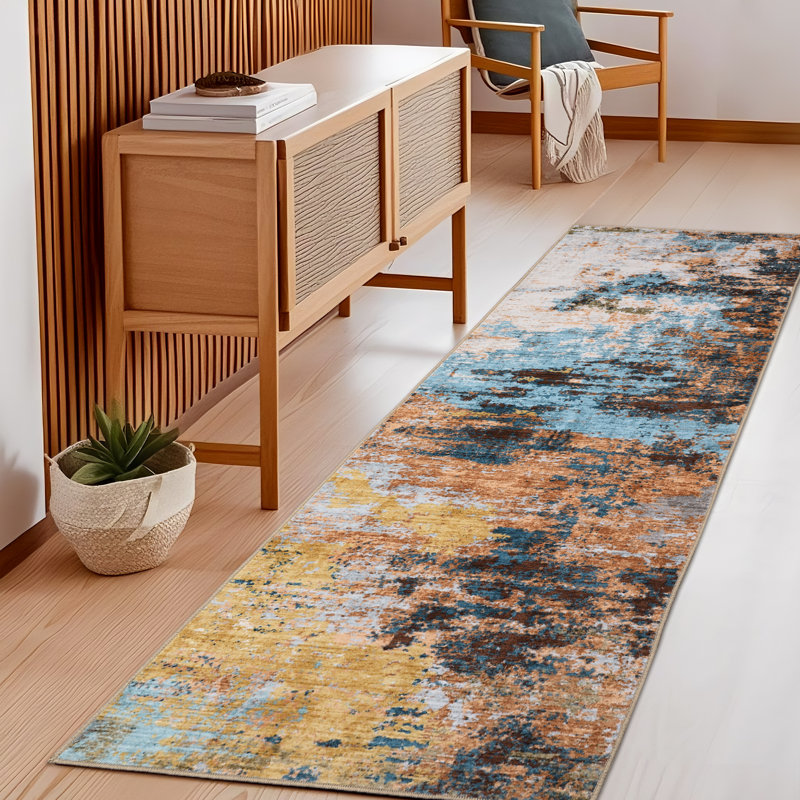 Tapis antidérapant lavable à la machine Modern Modern, Tapis de couloir 2 pi x 6 pi