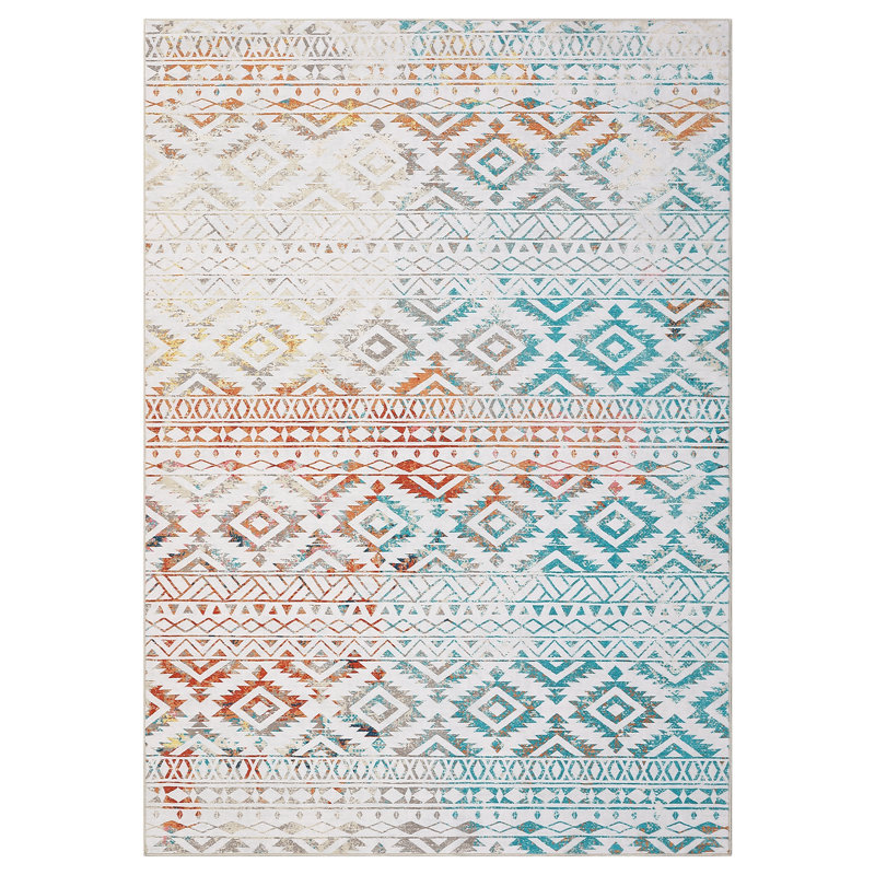 Machine Washable Rug Indoor Soft Rugs for Living Room Non Slip Accent Carpet Boho Rug Vintage Rug Ultra-Thin Low Pile Floor Cover for Bedroom Dining Room Nursery Home Office Playroom
