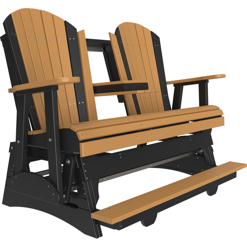 Banc d'extérieur coulissant en polywood, Brun clair/noir