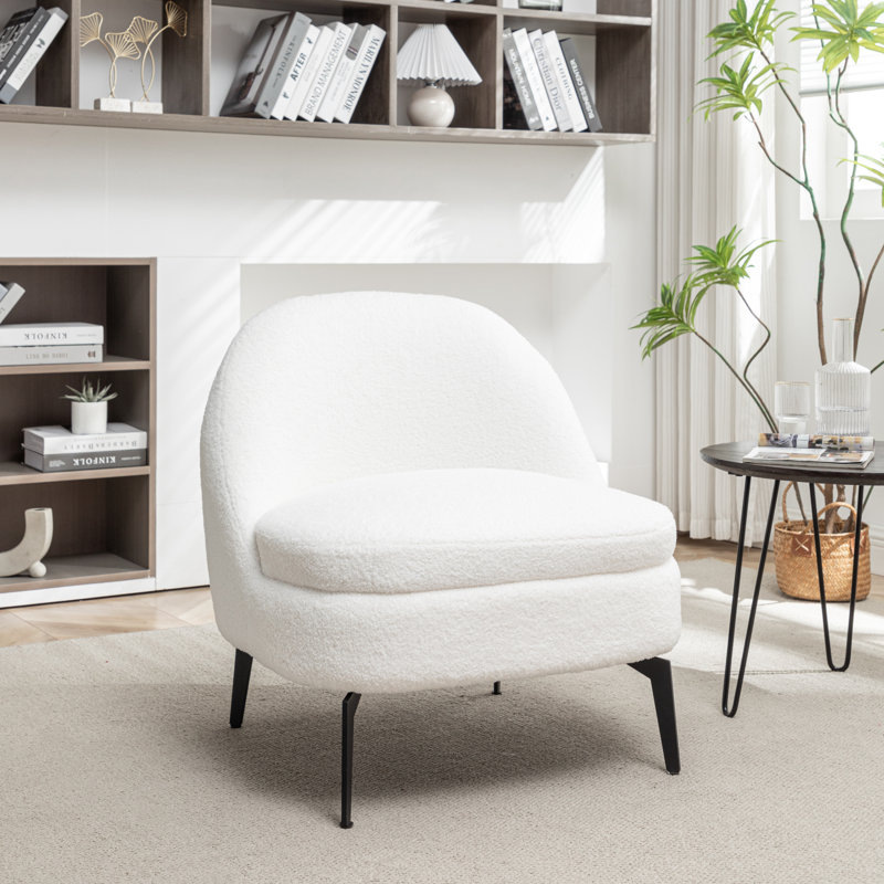 Fauteuil demi-tonneau rembourré Bula, Polyester blanc