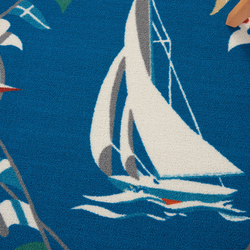 Nautical Blue Diamond Synthetic Indoor/Outdoor Rug