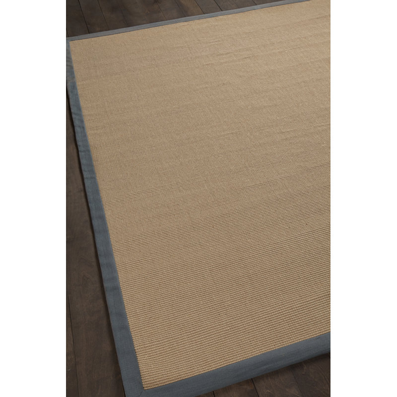 Wroblewski Hand Woven Jute Brown Gray Solid Color Area Rug, Rectangle 9' x 13', Brown/Gray