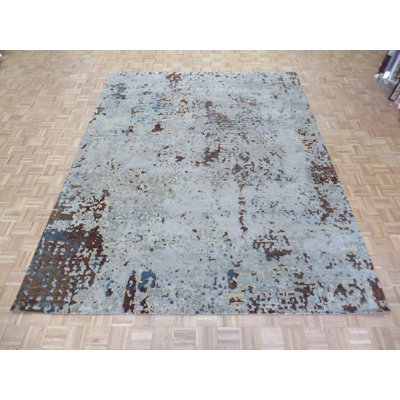 Tapis bleu turquoise en laine noué à la main Pellegrino