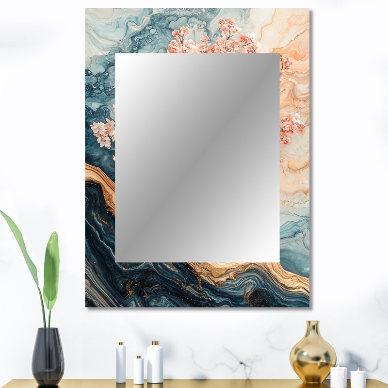 Cherry Blossom Tree Sakura Serenade II - Cherry Blossom Unique Mirror, Traditional Large Wall Mirror, Printed Metal Art