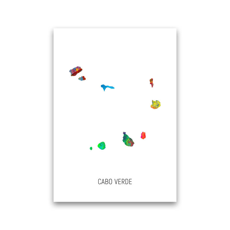 Cabo Verde Watercolour Map by Michael Tompsett - Print, Unframed, 84cm H x 60cm W x 1cm D