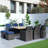 Jarhia 10 - Person Wicker Patio Dining Set with Rectangular Table , Cushions Included-71663843-72041102