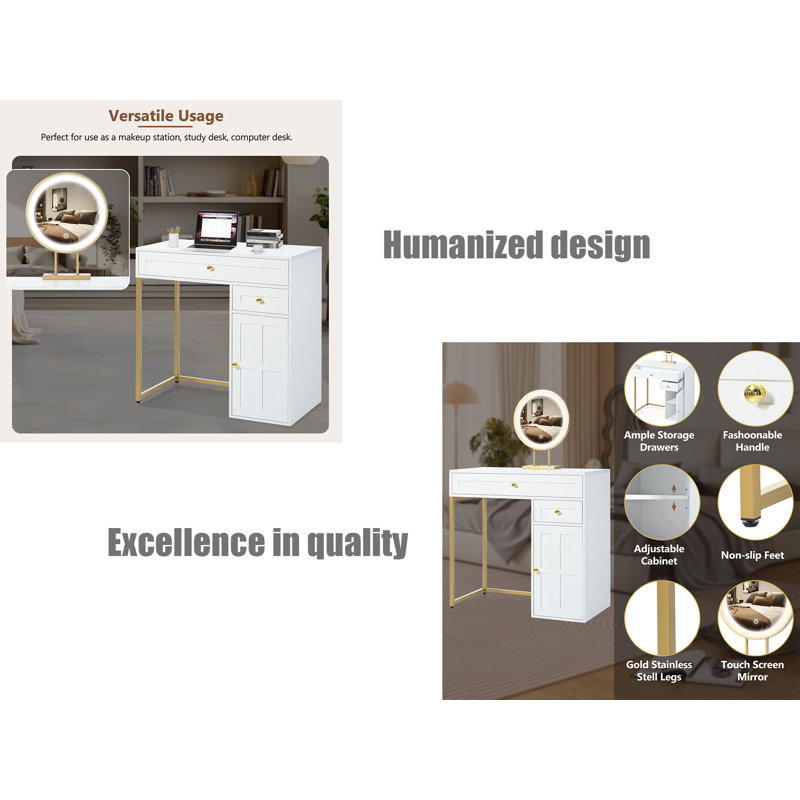 Table de coiffeuse avec miroir lumineux