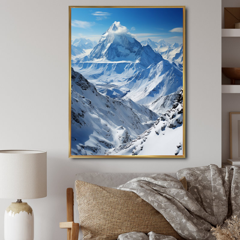 Winter Snowy Peaks VI, reproduction d'art sur toile, H 40 po x l 30 po x P 1,5 po, Cadre flottant doré