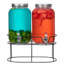 Ensemble de distributeur de boissons en verre 2 pièces avec support en métal et embouts en acier inoxydable Basicwise de Basic Basicwise