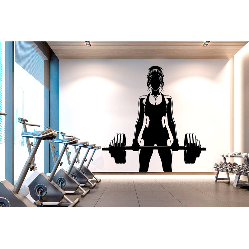 Décalcomanie murale Gym Girl Power Power citation décor Workout Art vinyle, H 44 po x l 44 po
