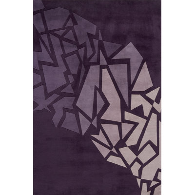Abstract Handmade Tufted Wool Purple Area Rug